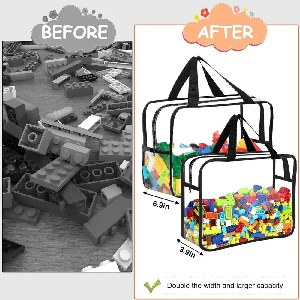 Comparaison avant/après montrant un sac de stockage étanche en PVC à grande capacité avec une capacité augmentée.