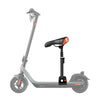 A gray electric scooter with an adjustable folding seat and front light.