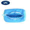 One reusable blue fabric shoe cleaning bag with a clear opening.
