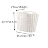 White folding hand-held clothes storage basket with a perforated design.