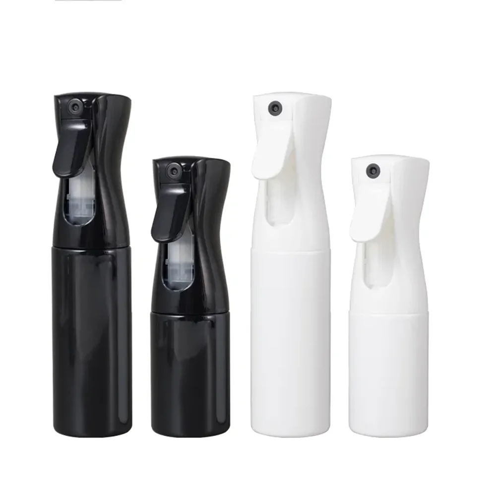 Four black and white multi-functional handheld spray bottles shown side by side