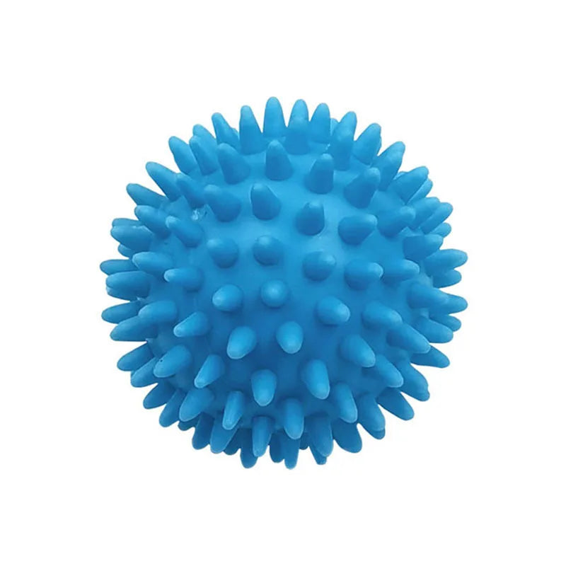 A sphere of blue reusable laundry balls used for cleaning clothes and machines.