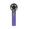 A purple portable handheld cooling fan with a black grille and blue accents.
