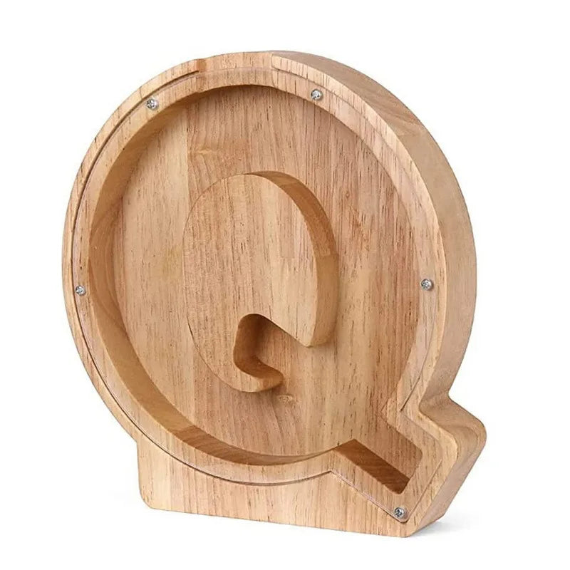 Piggy bank alphabet shaped like the letter Q for savings.