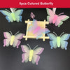 Six pieces of colored butterfly wall decals featuring various shades of pink, green, blue, and yellow.
