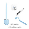 Un set de kits de nettoyage en silicone blanc comprenant une brosse longue, une brosse carrée avec un crochet et un outil de 