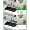 Comparison of a black sink with a silicone splash guard mat, highlighting features like coverage and durability.