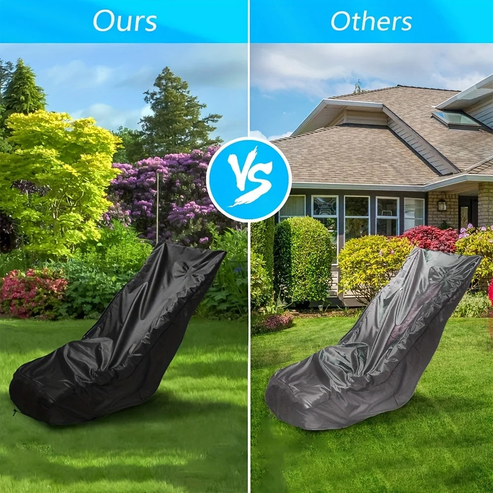 Comparison of a black heavy-duty protective cover and a gray heavy-duty protective cover for lawn mowers.