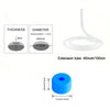White silicone extension tube and blue liquid soap dispenser with measurement markings