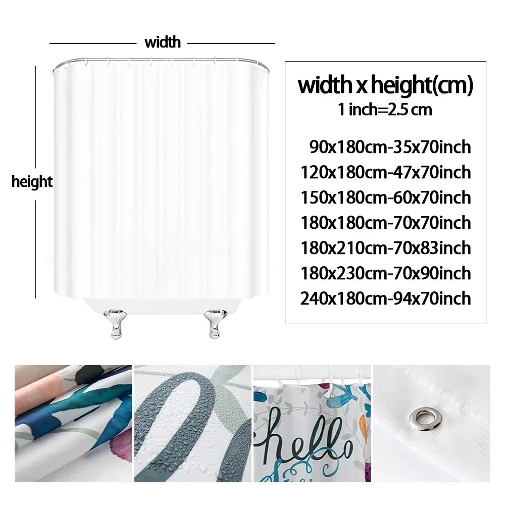 White shower curtain with vertical pleats and a decorative star-themed design