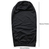 Black satin hair bonnet for dreadlocks and braids shown flat with dimensions 50cm x 25cm