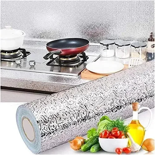 Roll of self-adhesive aluminum foil kitchen wall sticker for waterproof and anti-oil backsplash protection