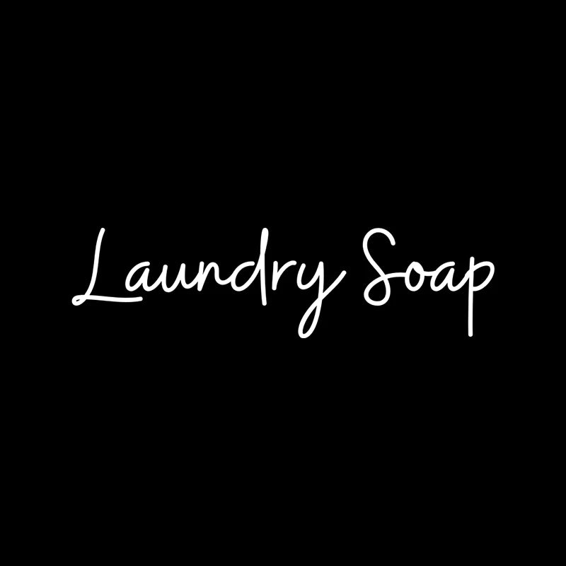 A black background with the text Laundry Soap written in white script.