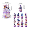 A set of K-Pop themed birthday party decor including a multi-tiered cake and various cupcake decorations.