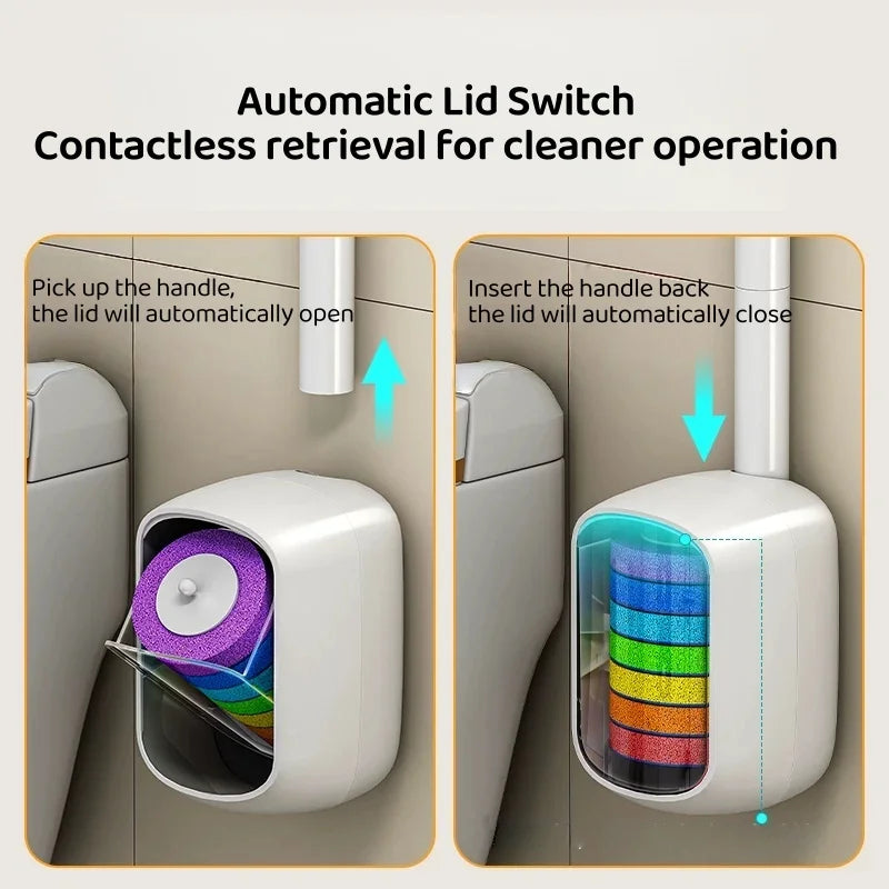 Interrupteur de couvercle automatique sans contact pour récupération, montrant un porte-brosse de toilette avec un interrupte