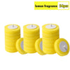 A set of 24 lemon fragrance toilet brush cleaning heads in yellow