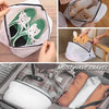 A mesh laundry bag for shoes and delicates with a zipper, shown in various uses including storage and travel.