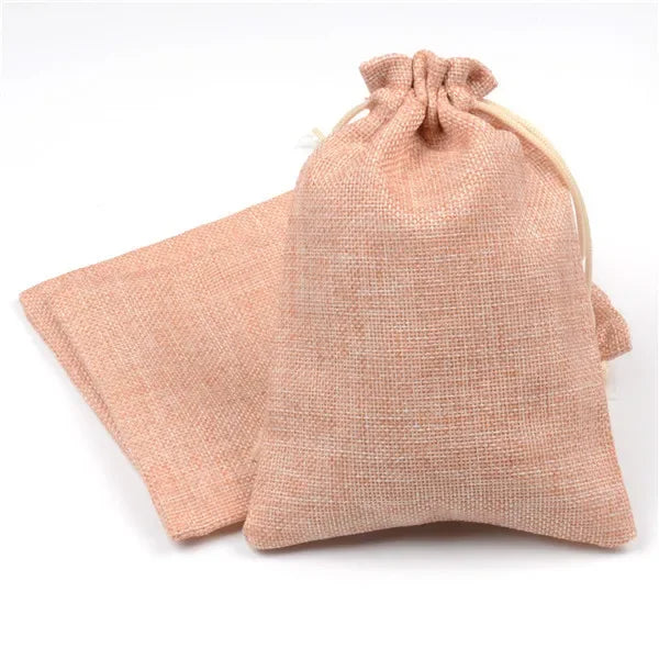 Natürige beige handgefertigte Geschenktasche aus Jute und Leinen