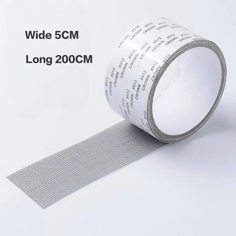 Roll of wide 5cm long 200cm window screen repair tape with crown numbered labels