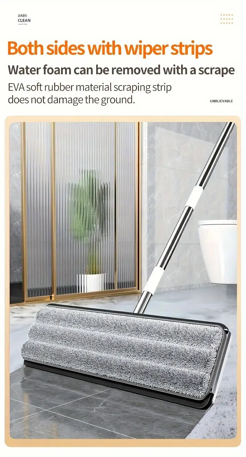 Ultra-dünnes Flachwischset mit Schaberkante auf Marmorboden.