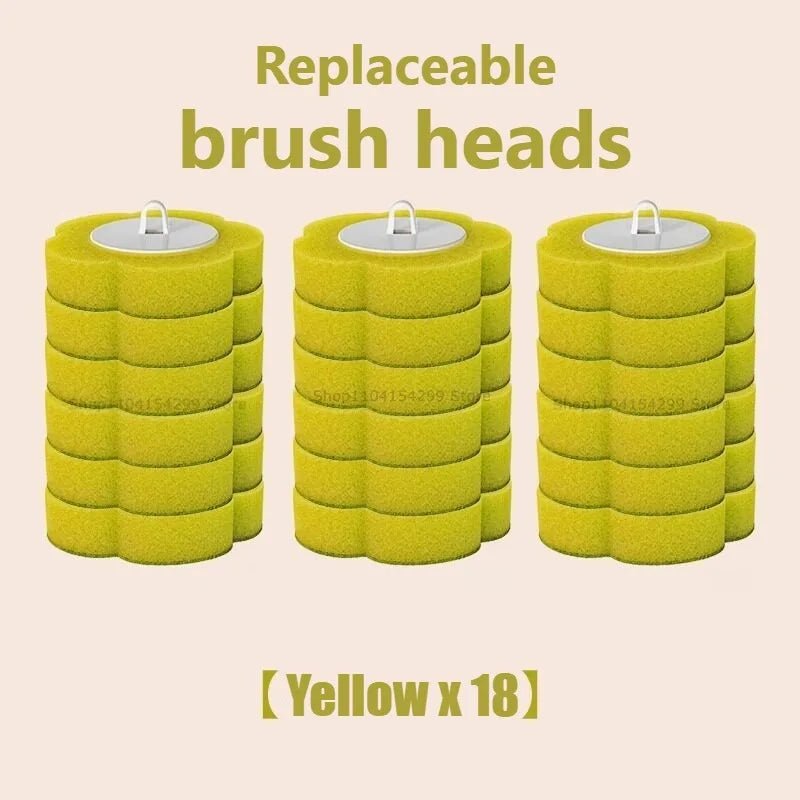 Têtes de brosse à cuvette jaunes, lot de 18