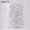 A bag containing 100 pieces of reusable transparent shower caps.