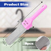 A pink heavy duty pumice cleaning scrubber stick with a gray stone head shown in profile.