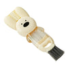 A beige silicone cleaning brush set with a bear head and a bottle cleaning attachment.