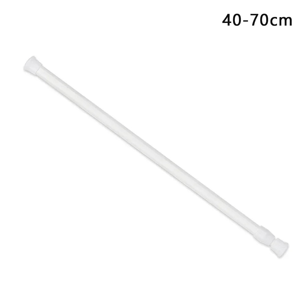 A white adjustable telescopic curtain rod, measuring 40-70cm long.