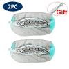 Two reusable grey shoe cleaning bags with mesh interiors are shown.
