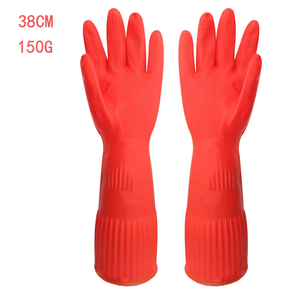 Pair of red silicone dishwashing gloves with forks