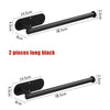 Two long black stainless steel adhesive wall mounts for kitchen or bathroom