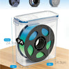 Clear airtight storage box for filament spools with a black lid and silicone seals.