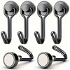 A set of heavy duty magnetic hooks in black and silver finish shown from various angles.