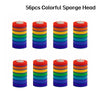 A set of 56 colorful sponge heads for a disposable toilet brush cleaning kit