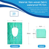 Unfolded and folded non-woven fabric waterproof PE film toilet seat covers in teal color
