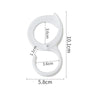 White space-saving rotating closet organizer hooks with a 10.1cm length and 5.8cm span.