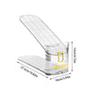 Clear adjustable foldable shoe organizer rack with a transparent plastic design.
