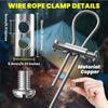 Details of a wire rope clamp showing dimensions and copper material