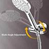 A chrome multi-angle adjustment shower head holder with a suction cup design.
