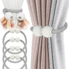 Ensemble de pinces à rideaux magnétiques perles, avec des liens en tissu incrustés de perles argentées et blanches