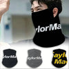 Three versions of a black and yellow multicolor windproof neck gaiter or scarf shown in different colors