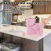 A pink roll of ultra-fine fiber tear-off towels used for various cleaning tasks like detailing surfaces and appliances.