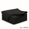 A stack of five black reusable microfiber cleaning cloths.