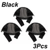 Three black velvet adjustable headband wig caps displayed separately.