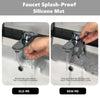 A comparison showing an old faucet dripping water onto a counter and a new silicone mat preventing water splash.