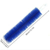 A blue bendable fan brush used for deep cleaning, showing its length and bristles.
