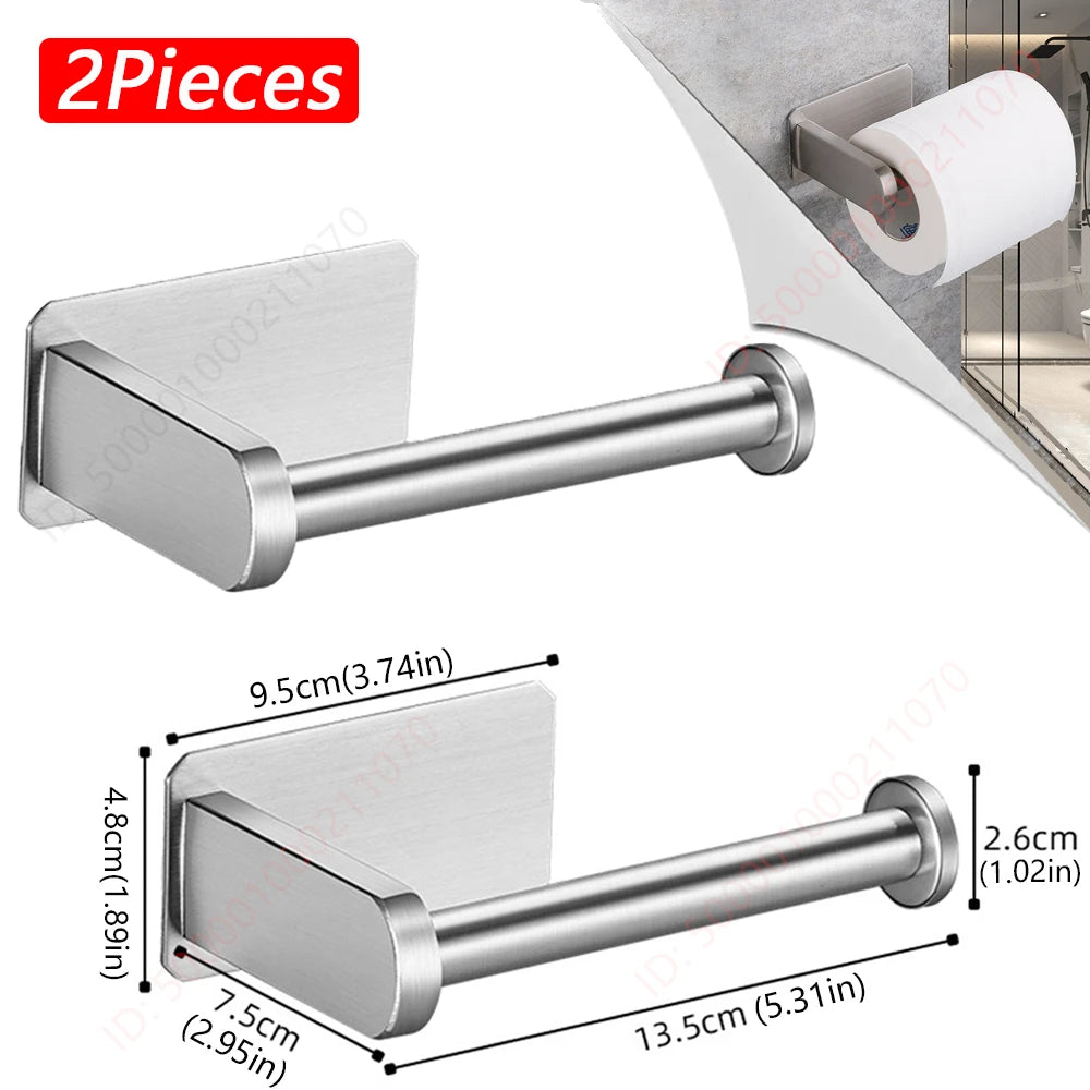 Two stainless steel adhesive paper dispenser racks shown in a horizontal view with dimensions.