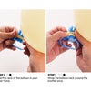 Demonstration of how to use an electric balloon inflator pump by placing the knofter and tying a knot.