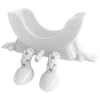 White multi-use sponge holder with three silicone grips for kitchen drainage